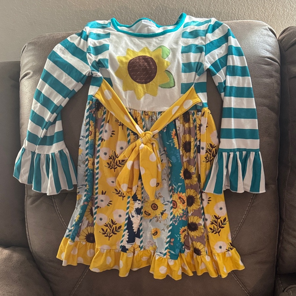Sunflower Striped Kids Dress